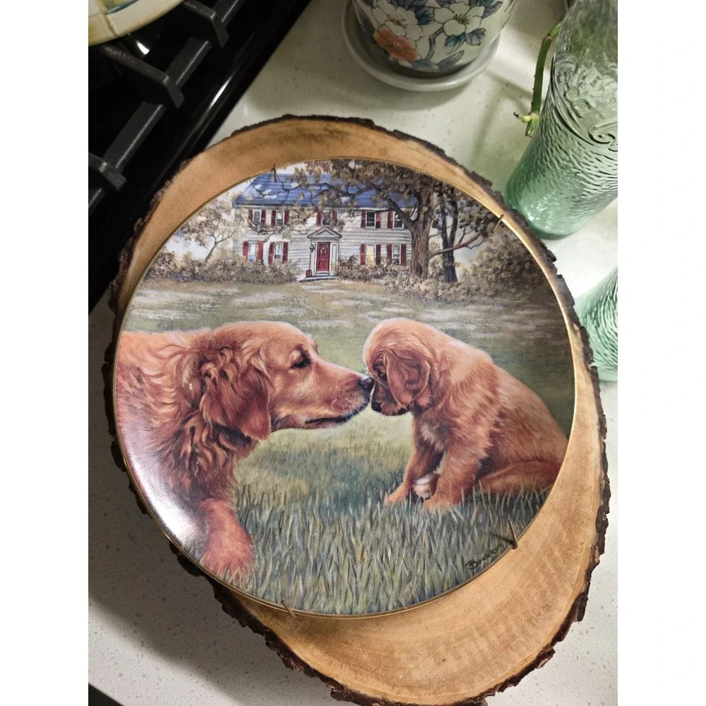 Danbury Mint Golden Moment Patricia Bourque Retriever Collector Plate mommy & me